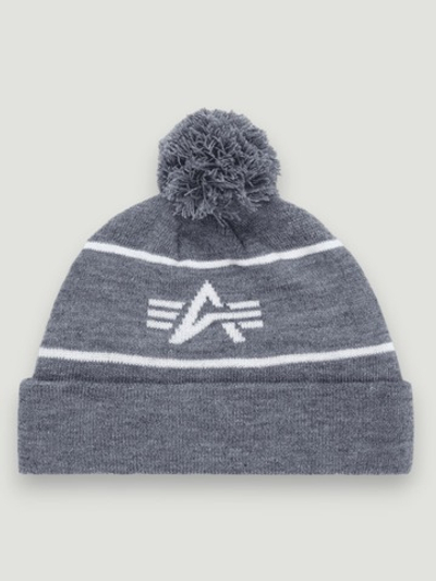 Шапка Alpha Industries Essential Pom Beanie Medium Charcoal Heather (Серая)