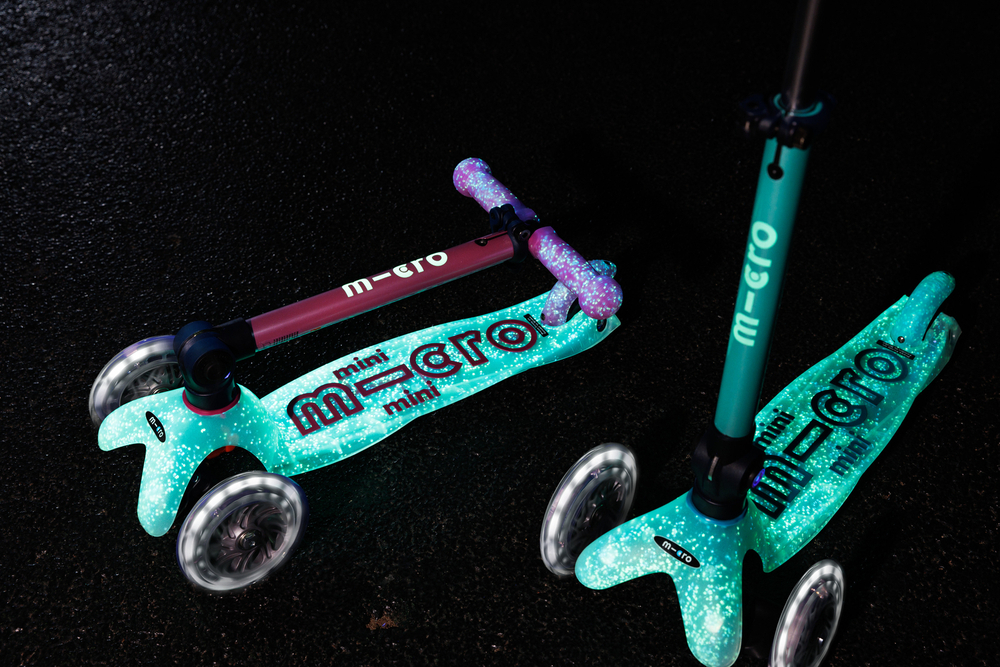 Самокат Mini Micro Deluxe Orion LED складной, розовый