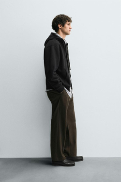 ZARA ТОЛСТОВКА С КАПЮШОНОМ НА МОЛНИИ, ЧЕРНЫЙ