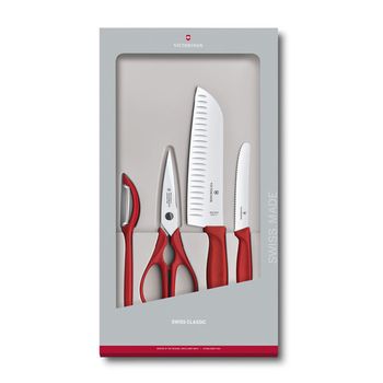 Набор ножей для кухни Victorinox Swiss Classic Kitchen 4 шт красные (6.7131.4G)