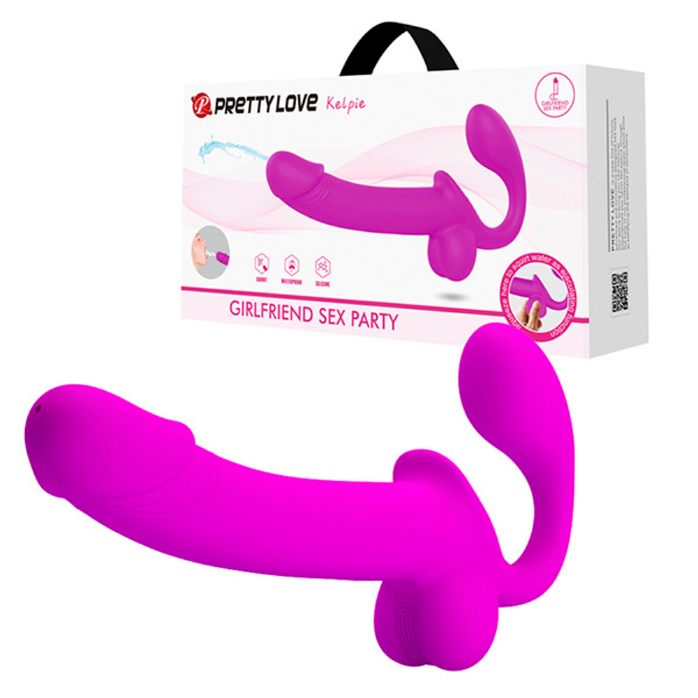 Лиловый безремневой страпон с эффектом эякуляции Pretty Love Kelpie BW-022067P