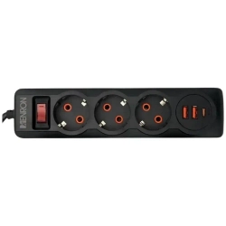 Сетевой фильтр с предохранителем и заземлением, 6 розетки + 5 USB / 1 TYPE-C быстрая зарядка 20 W, кабель 2м