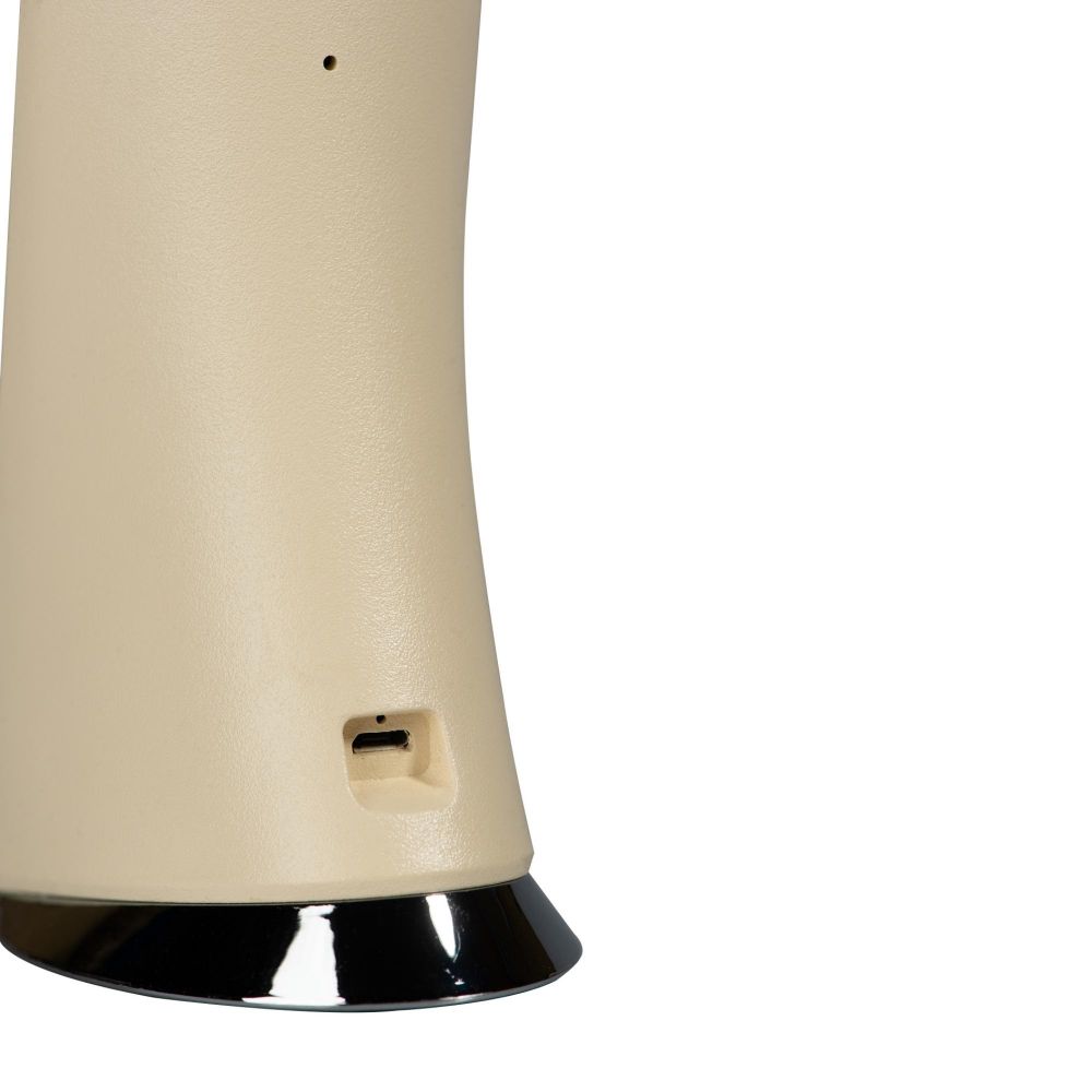 TLD-542 Cream-LED-300Lm-5000K-Dimmer Светильник настольный c часами. календарем. термометром. 5W. Сенсорный выключатель. Кремовый стилизован под кожу. TM Uniel.