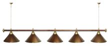 Лампа STARTBILLIARDS 5 пл. (плафоны зеленые матовые,штанга золотая,фурнитура золото)