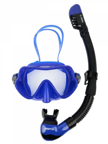 Набор маска+трубка в сумке Sargan Баттерфляй-М черный/синий