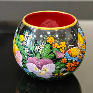 Вазочка с ручной росписью Палех "Анютины глазки"