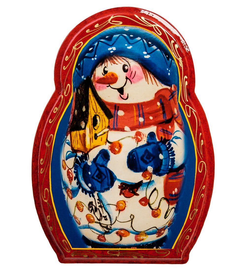 ШК-11/62-D Шкатулка в технике декупаж «Матрешка-снеговик» (20х14х6)