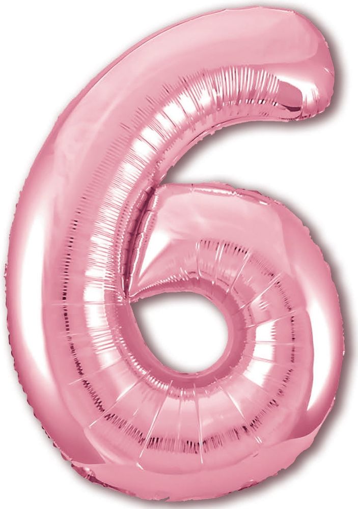 Agura 40"/102 см Цифра "6", фламинго розовый, 1 шт. (БГ-60)