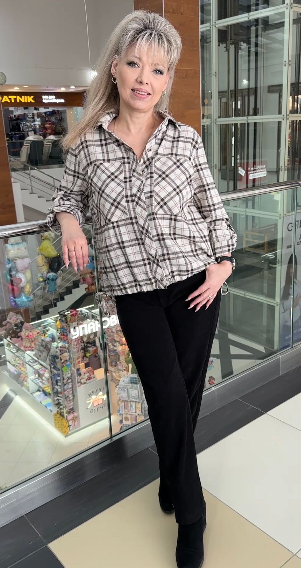 Рубашка в клетку с кулиской