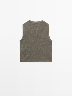 Massimo Dutti Легкая футболка без рукавов, бежевый