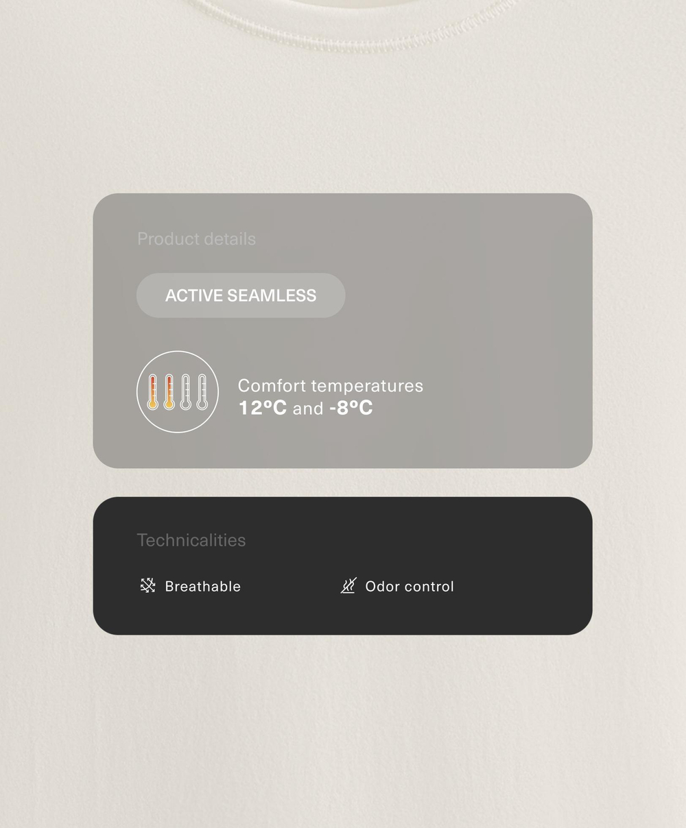 Oysho Бесшовная термофутболка базового слоя с длинными рукавами, экрю