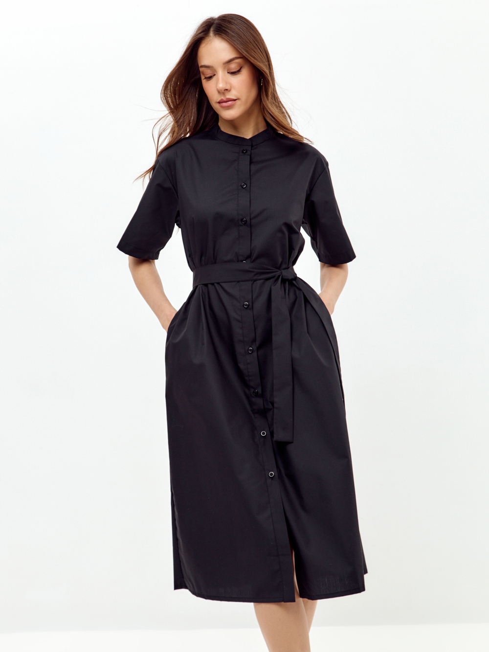 Платье-рубашка прямого силуэта