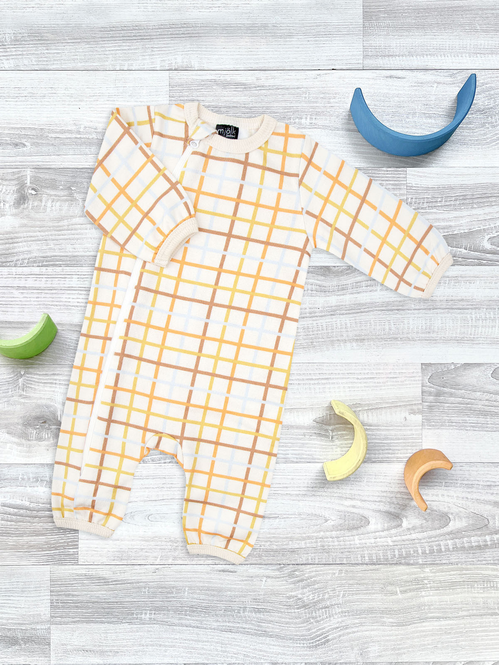 Утеплённый комбинезон Mjölk Цветная клетка, на окантовке, уценка