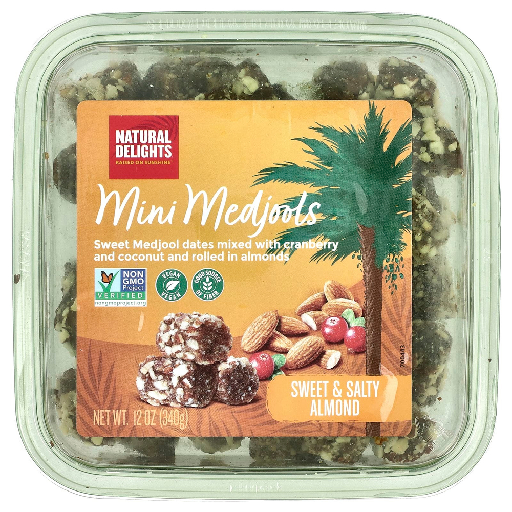 Natural Delights, Mini Medjools, сладкий и соленый миндаль, 340 г (12 унций)