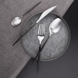 Набор столовых приборов 24 предмета на 6 персон Cristema Rabat матовая сталь/черный