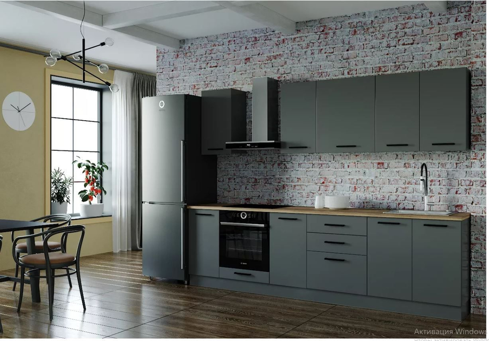 Кухонный гарнитур Антрацит (графит) 2800 мм столешница 38 мм