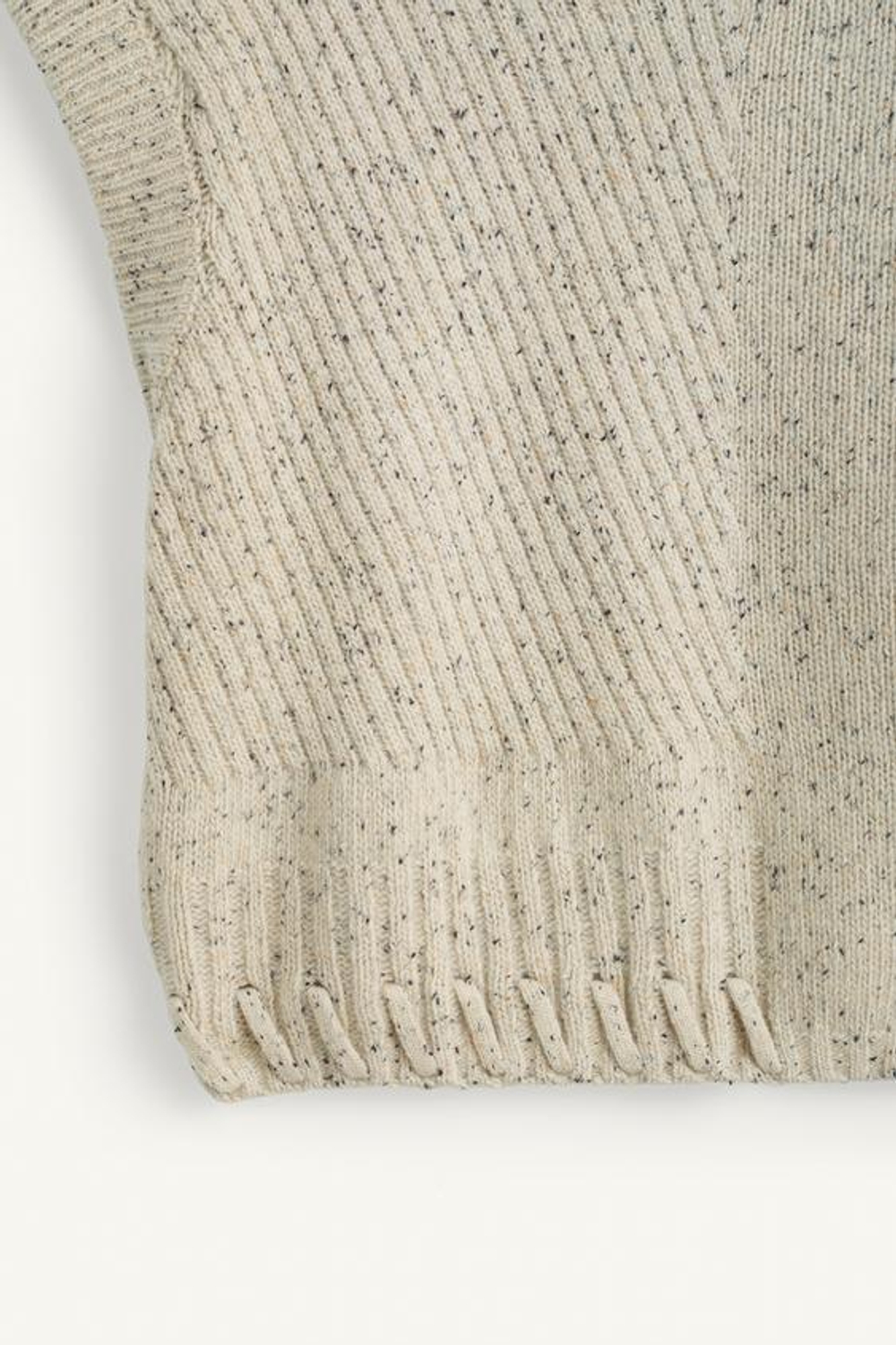 ZARA ВЯЗАНЫЙ ЖИЛЕТ СВОБОДНОГО КРОЯ ИЗ СМЕСИ ШЕРСТИ, ЭКРЮ