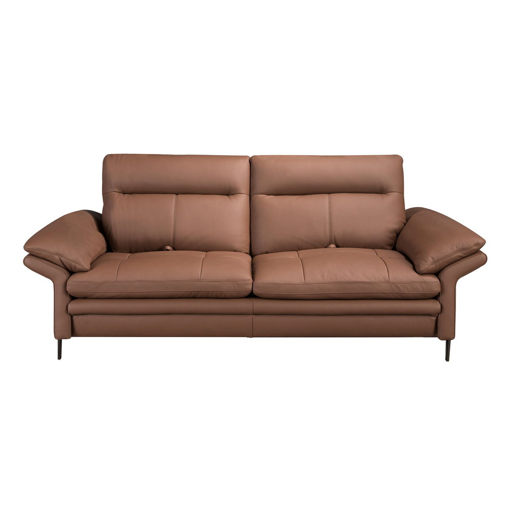 Коричневый кожаный 3-местный диван модель 6242