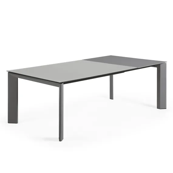 Раздвижной стол Axis 160-220x90 см, черное стекло, черный каркас