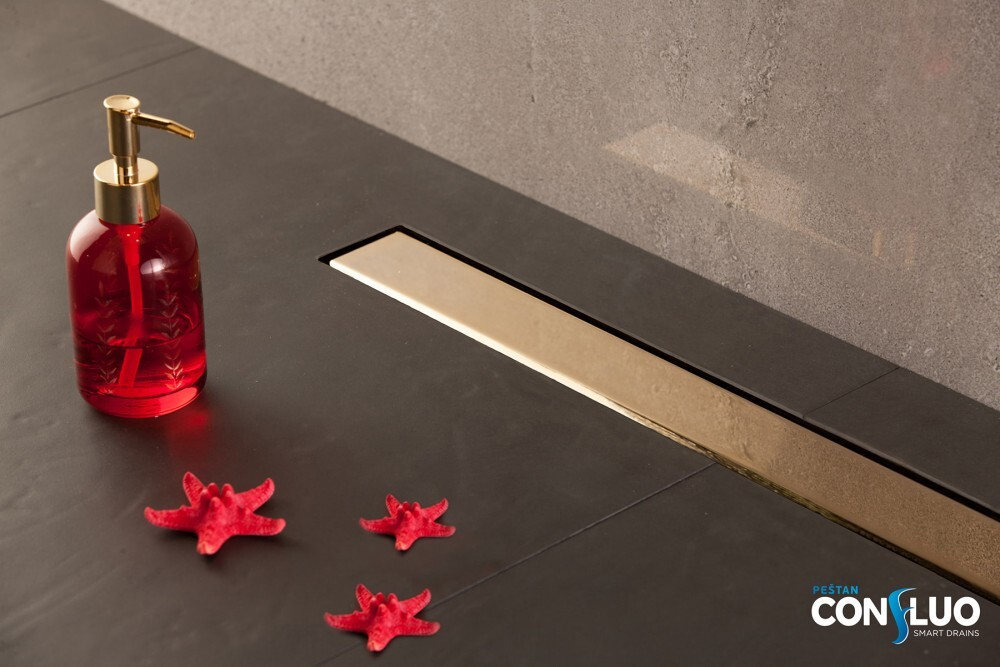 Душевой лоток Pestan Confluo Frameless Line 950 Gold