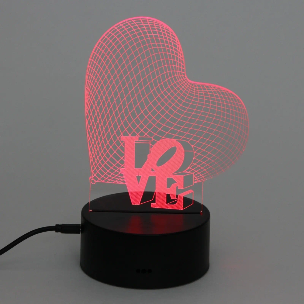 Светильник ночник «3D-LOVE» на пластиковой подставке, с включателем USB