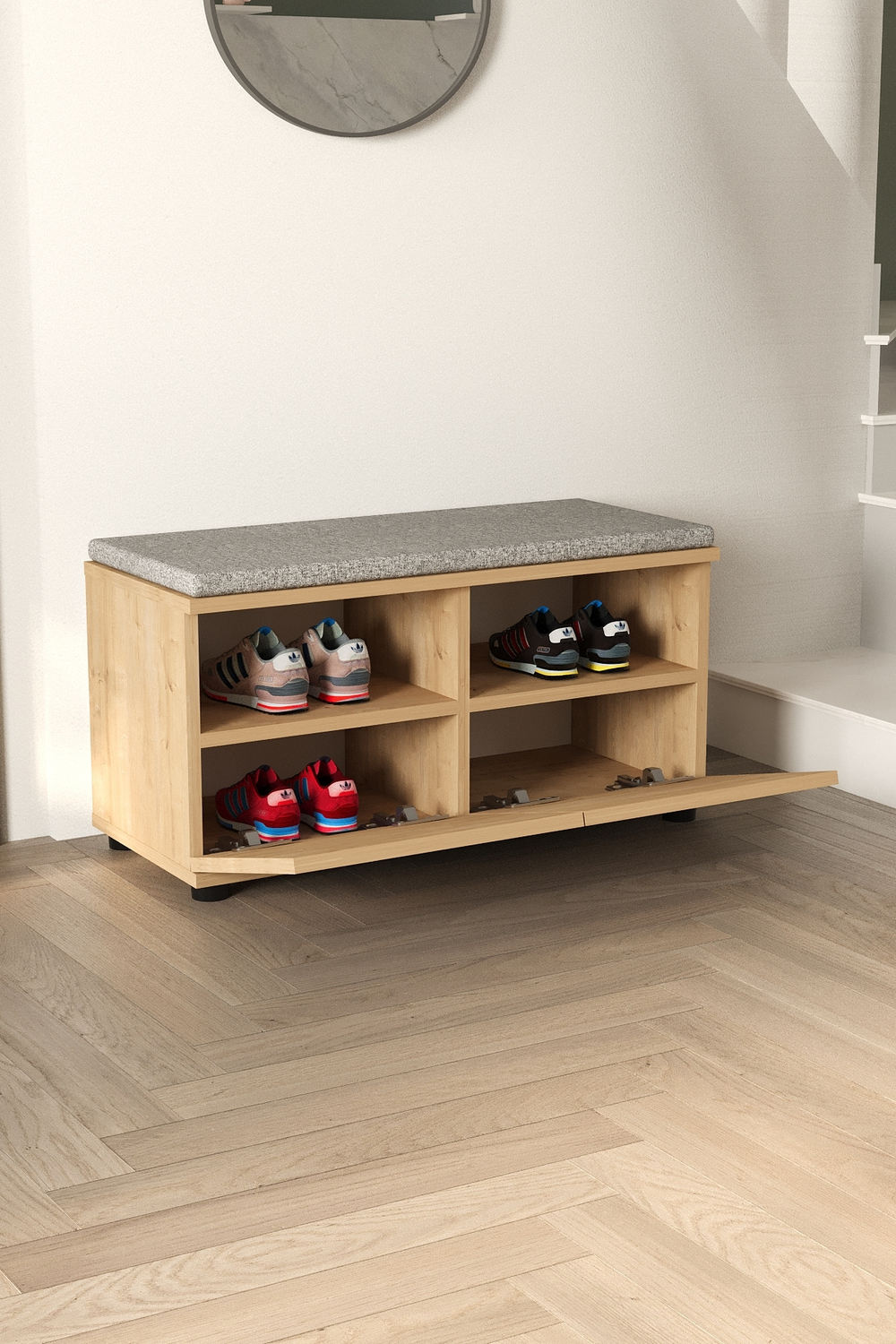 Обувница с местом для сидения - дуб
