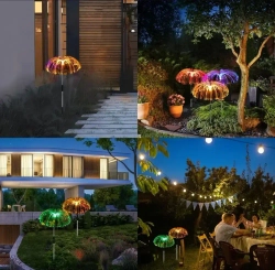 Светильник на солнечной батарее "МЕДУЗА" со светящейся ножкой / Садовый фонарь уличный разноцветный / 2 штуки