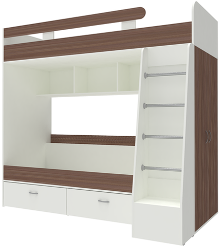 Двухъярусная кровать КарИВи Юниор 6 Белый  Бодего Темный