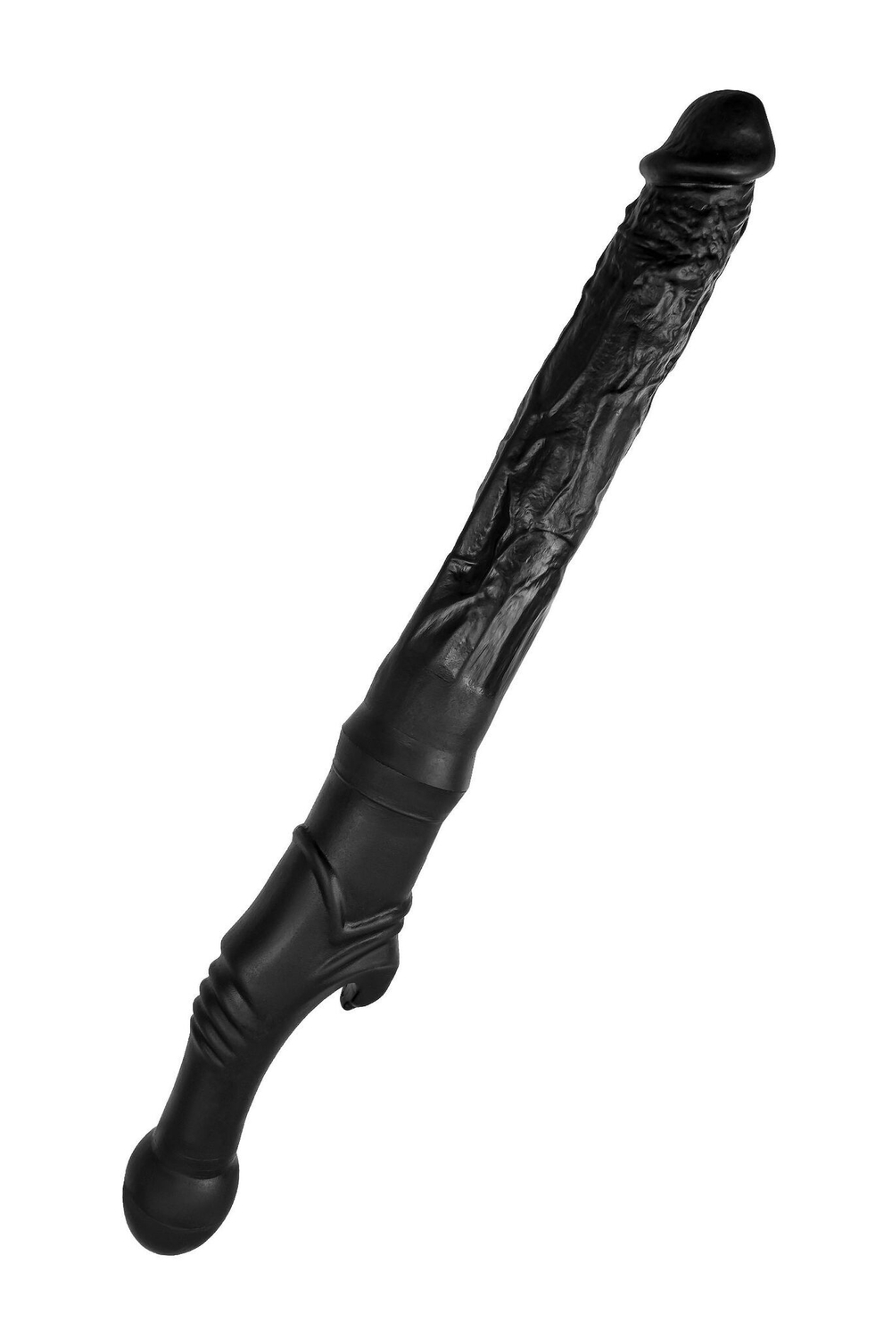 Черный двусторонний фаллоимитатор «Вразумитель» с шипом (Цвет: черный)
