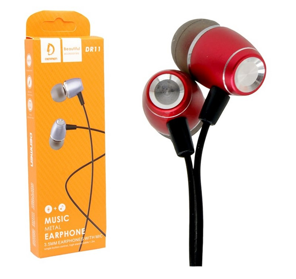 Наушники с микрофоном DENMEN DR11 (красный)
