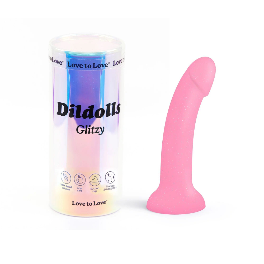 Фаллоимитатор из жидкого силикона Dildolls Glitzy - 17,6 см. (Цвет: розовый)