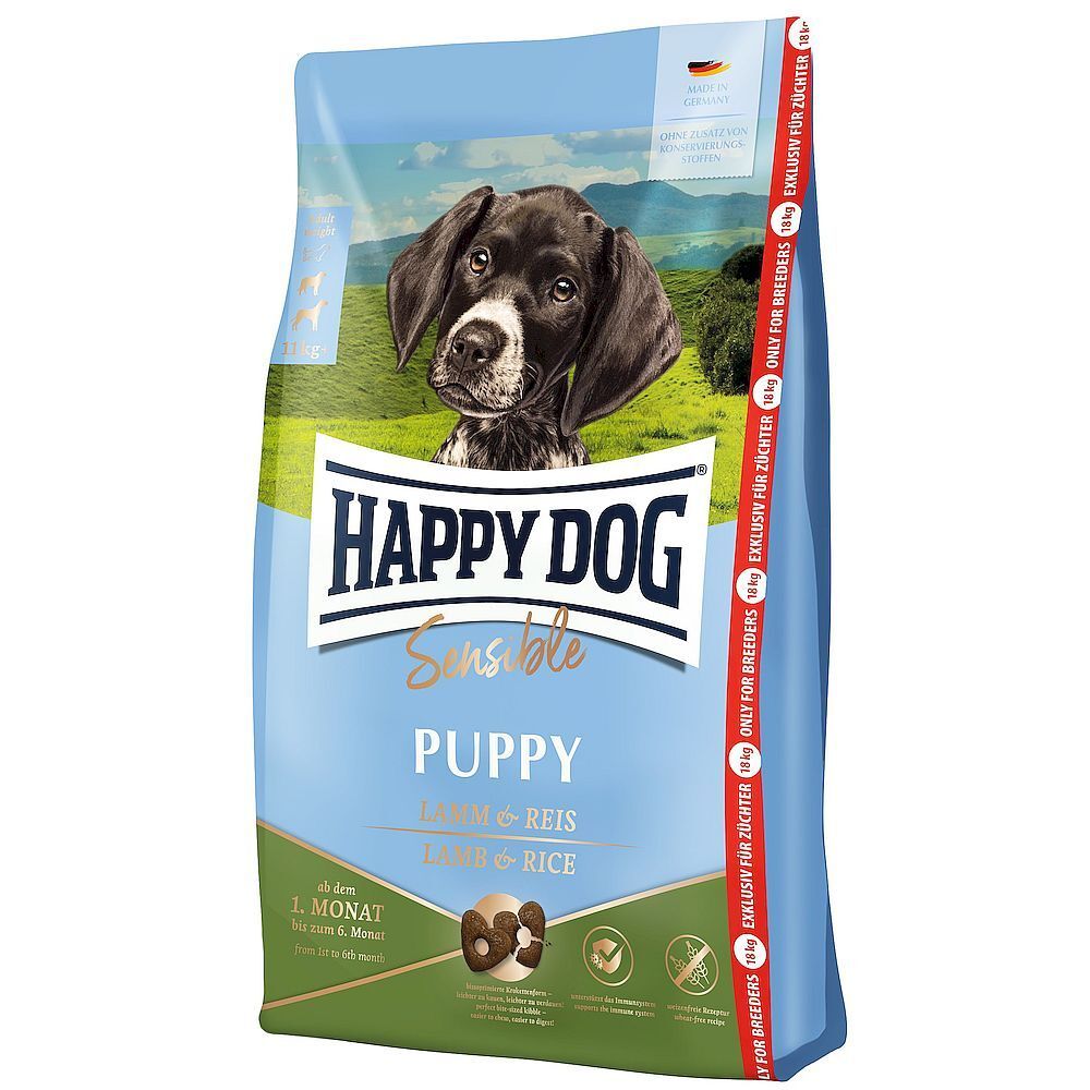 Happy Dog Sensible Puppy Lamb&amp;Rice корм для щенков с 4 недель до 6 мес средних и крупных пород 1 кг