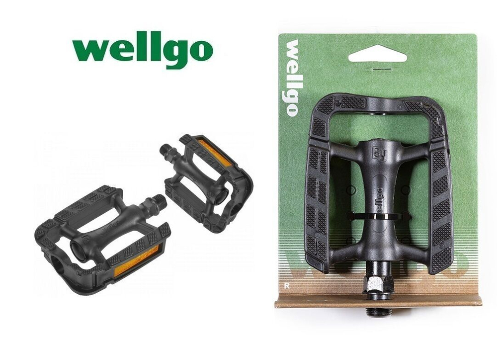Педали WELLGO, платформенные (комплект 2 шт.) 9/16", 107x81 мм, пластик/сталь, CITY, C-246DU, блисте
