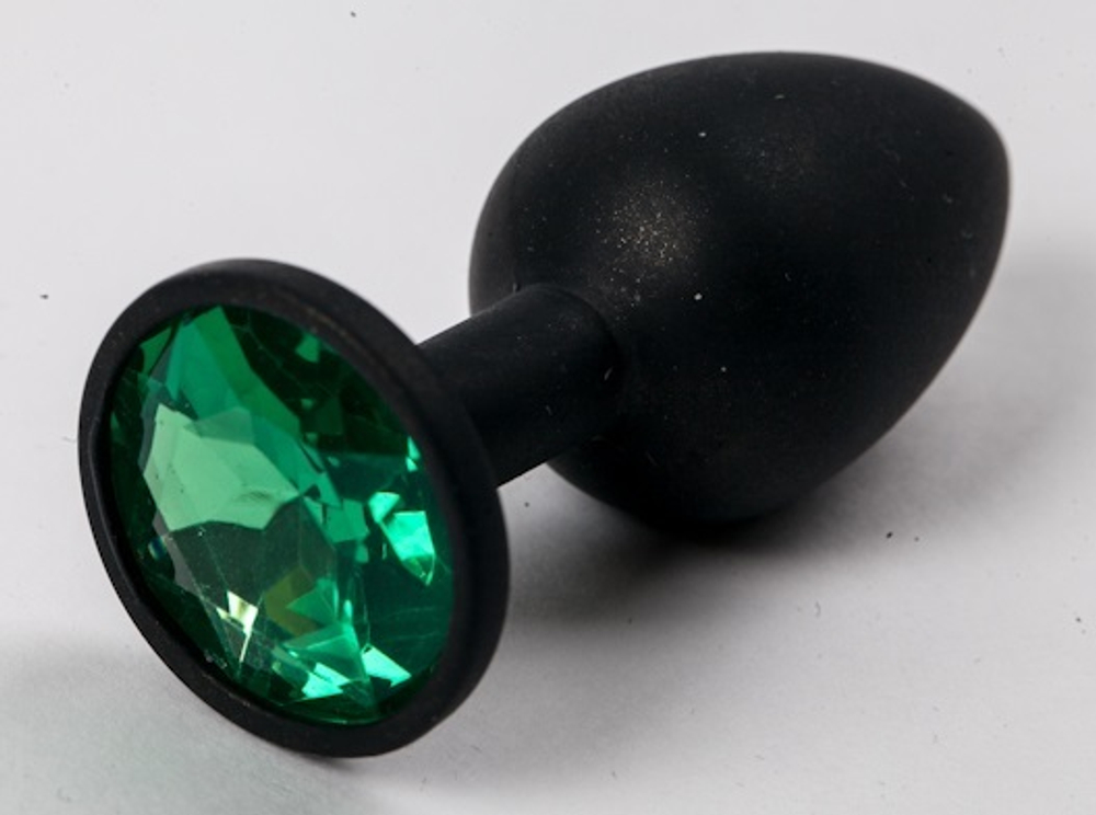 Пробка силиконовая черная с зеленым стразом 7,1 х 2,8 см 47122-MM