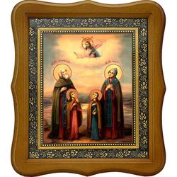 Преподобный Ксенофонт, Мария и их чада Иоанн и Аркадий. Икона на холсте.