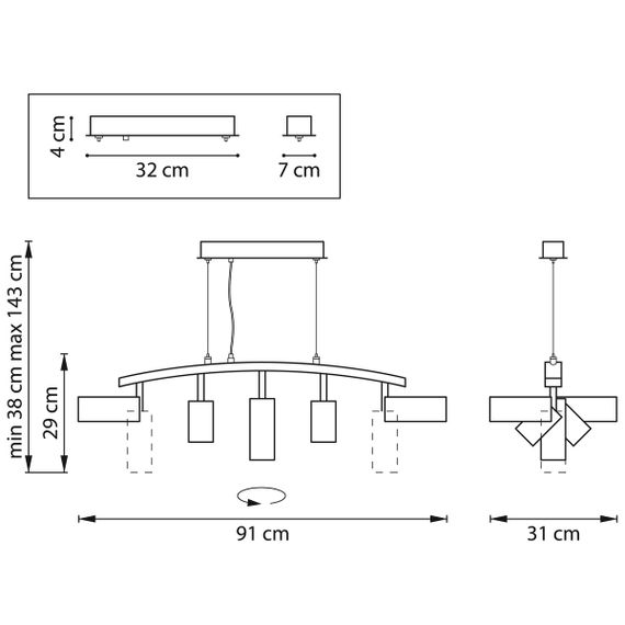 Комплект с подвесной люстрой Lightstar Rullo (571735+214436-2+214486-3) LR735362863