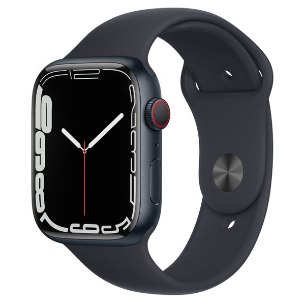 Умные часы Apple Watch Series 7 GPS + Cellular 45mm Aluminium with Sport Band, темная ночь (MKJ73)