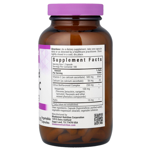 Bluebonnet Nutrition, буферизованный витамин C, 500 мг, 180 растительных капсул