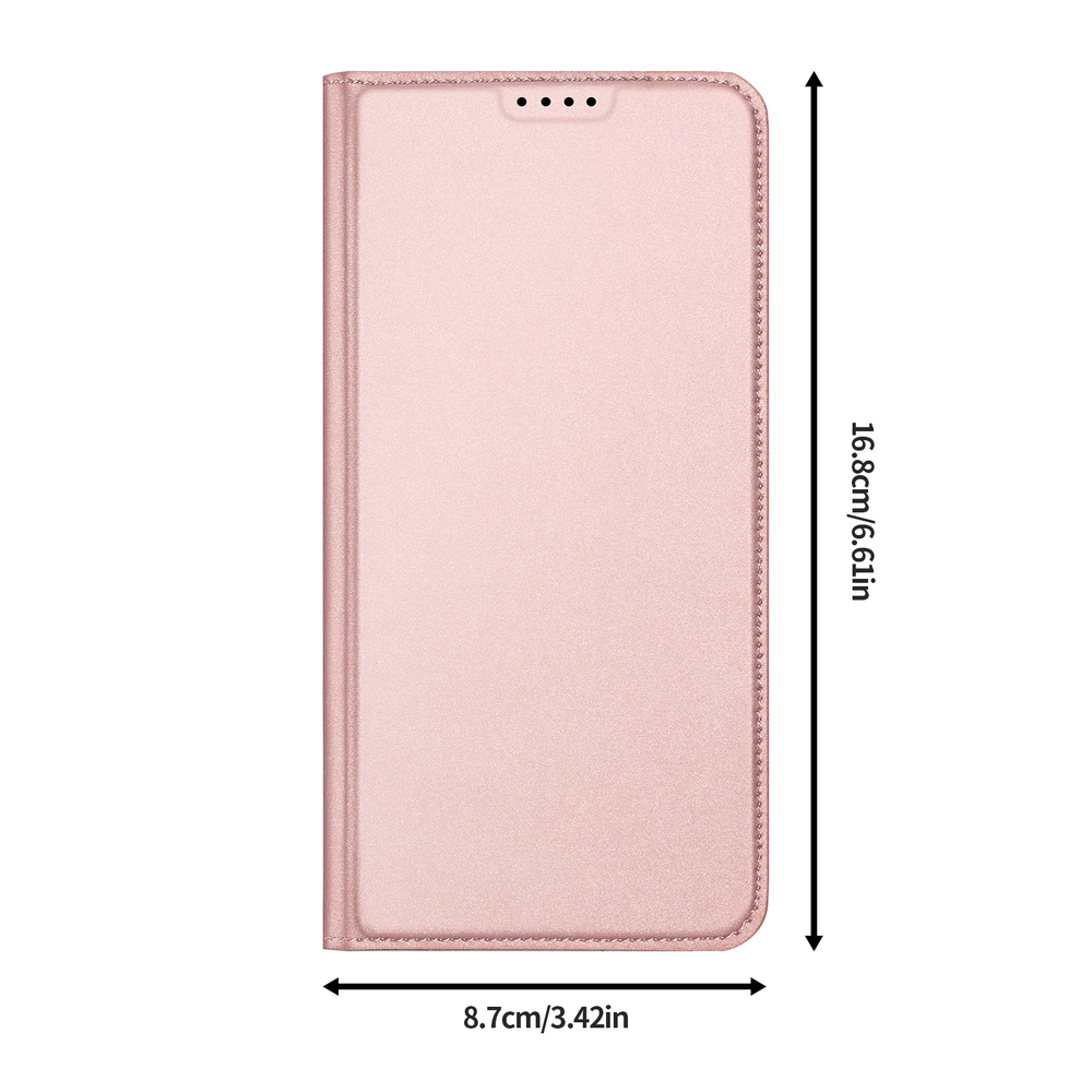 Чехол книжка из PU кожи розового цвета от Dux Ducis для Samsung Galaxy S25 FE, серия Skin Pro Series Case