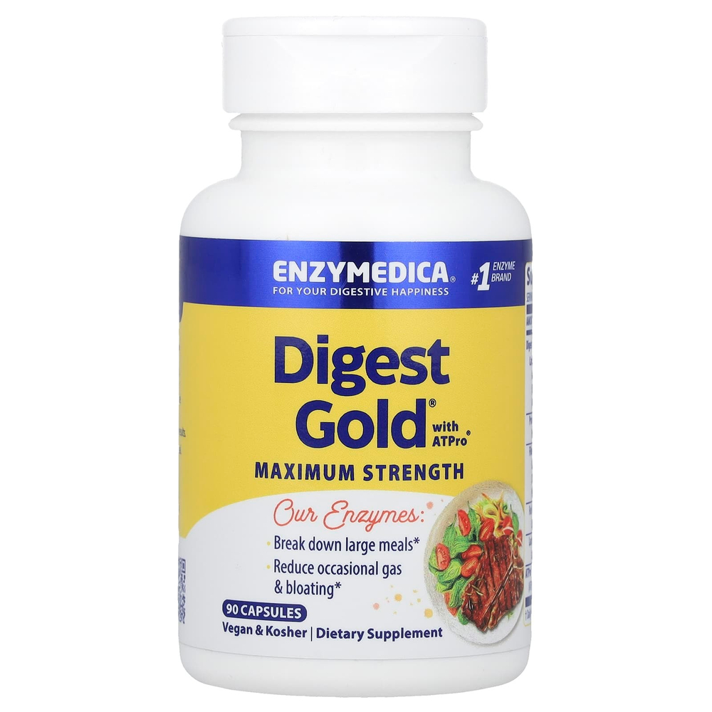 Enzymedica, Digest Gold® с ATPro®, с максимальной силой действия, 90 капсул