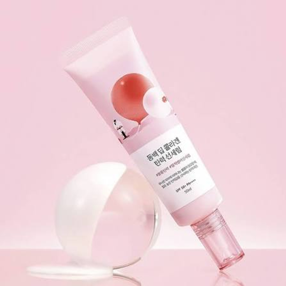 Round Lab Camellia Deep Collagen Firming Sun Serum SPF50+ PA++++ солнцезащитная сыворотка с экстрактом камелии и коллагеном