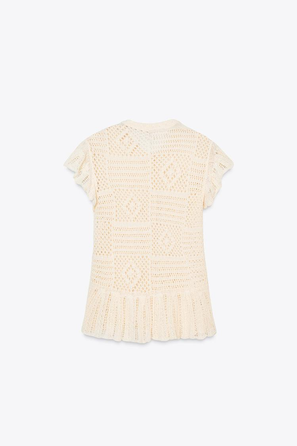 ZARA КАРДИГАН С ВОЛАНАМИ И ПЕРФОРАЦИЕЙ, ЭКРЮ