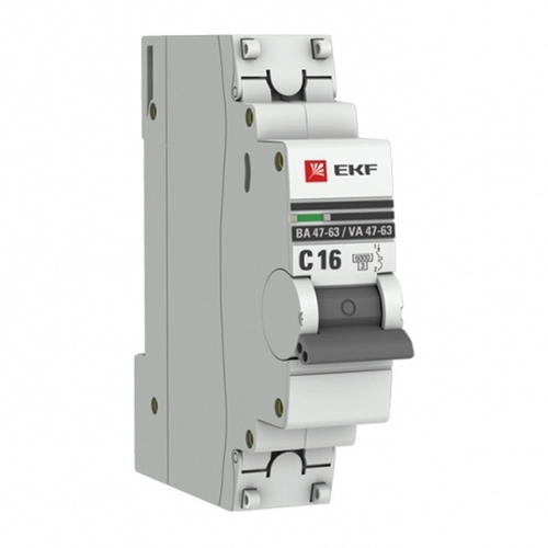 Автоматический выключатель 1P 16А (C) 6кА ВА 47-63 EKF PROxima (автомат электрический) mcb4763-6-1-16C-pro