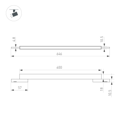 Светильник MAG-MICROCOSM-FLAT-L600-16W Warm3000 (BK, 100 deg, 24V) (Arlight, IP20 Металл, 3 года) 043273