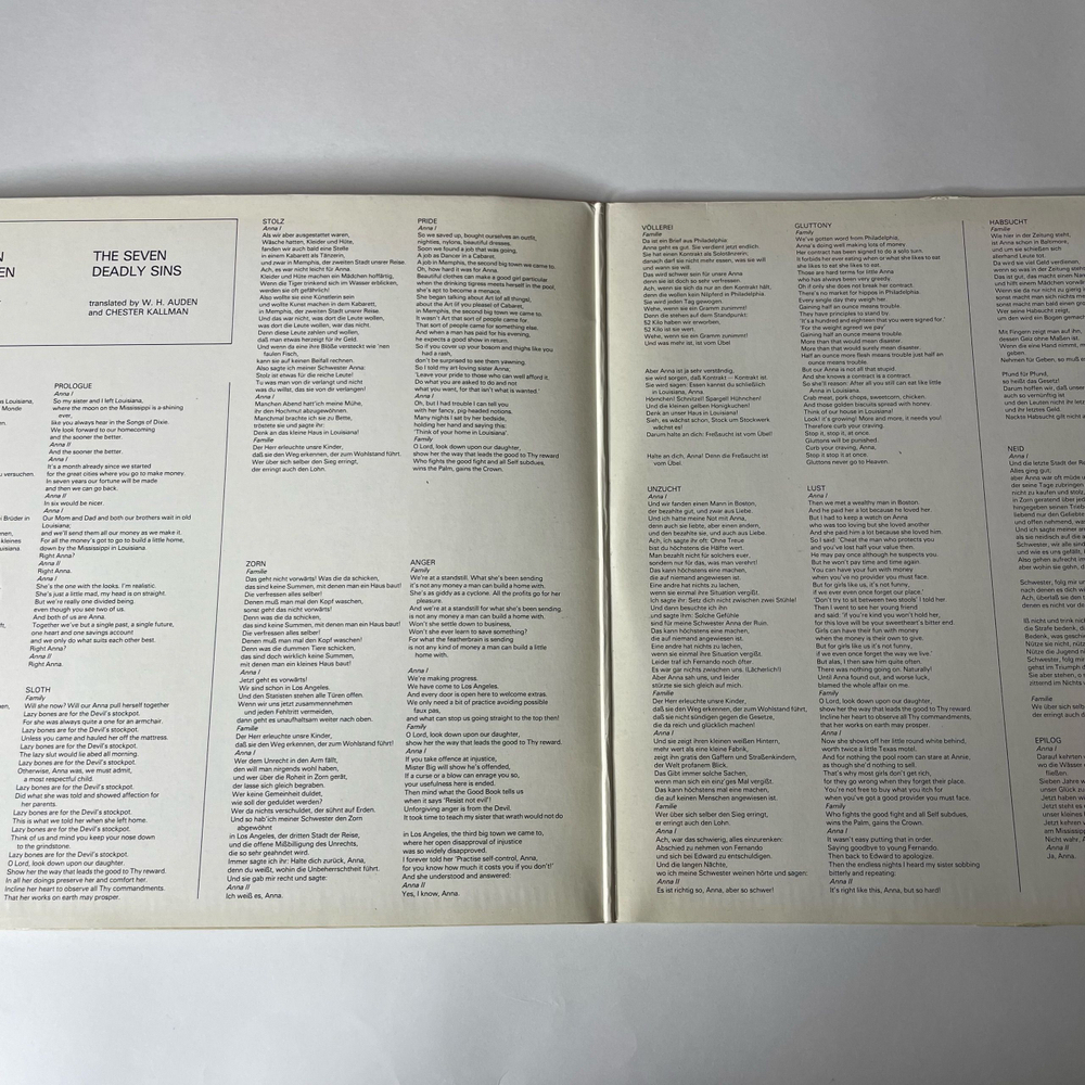 Винтажная виниловая пластинка LP Kurt Weill, Elise Ross, Simon Rattle, The Seven Deadly Sins Семь Смертных Грехов (Англия 1983)