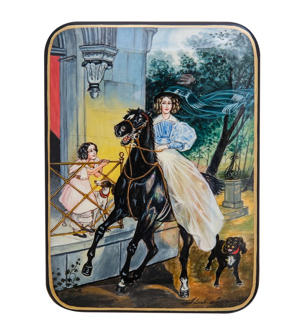 Народные промыслы ШК-55/197 Шкатулка «Всадница» исп. Лидяева Л.