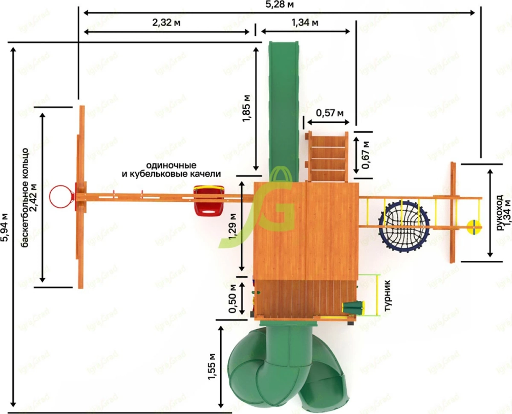 Детская площадка Крафт Pro 4 с трубой v1