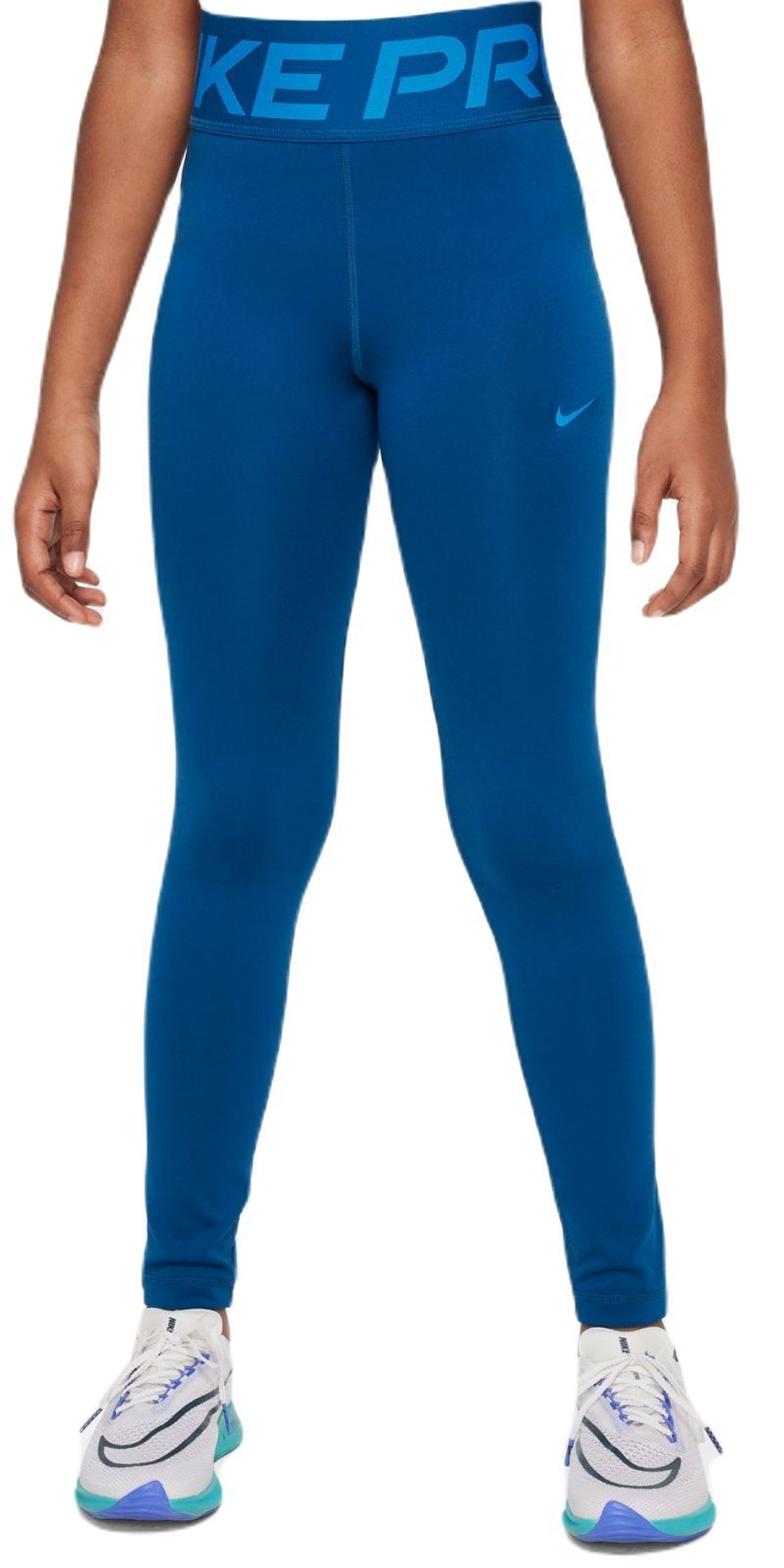 Штаны для девочки теннисные Nike Girls Dri-Fit Pro Leggings - court blue/light photo blue
