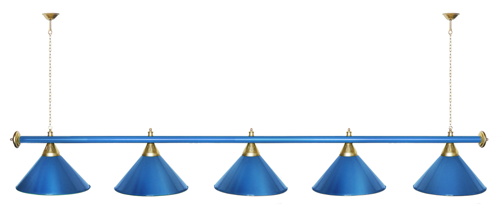 Лампа STARTBILLIARDS 5 пл. (плафоны зеленые,штанга золотая,фурнитура золото)