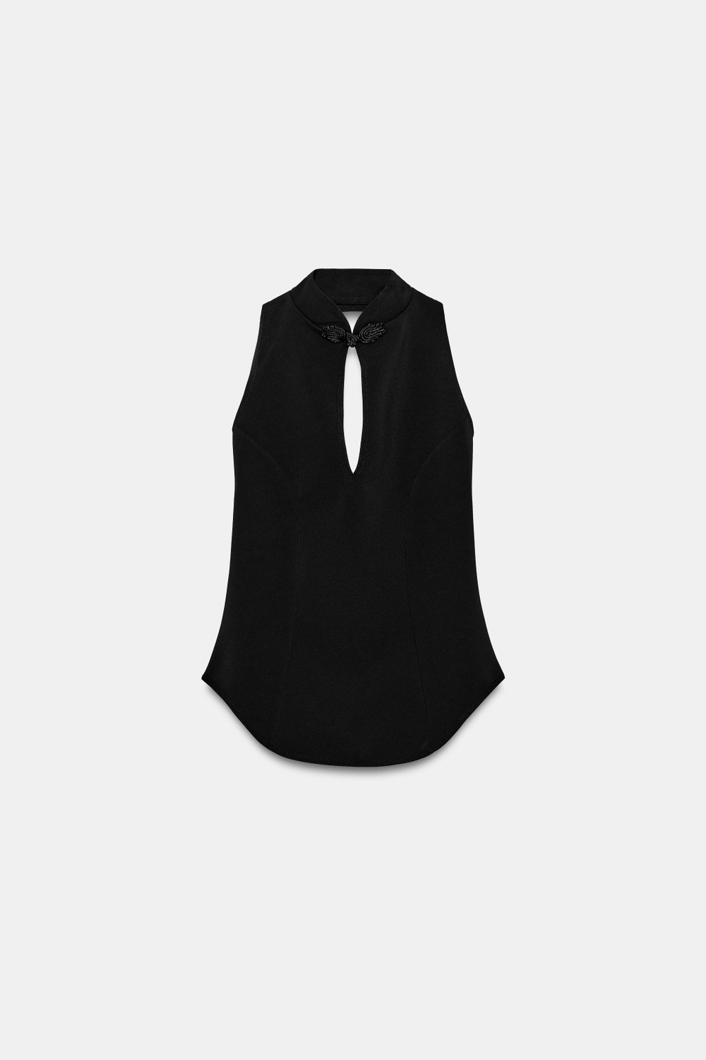 ZARA ТОП С ГОРЛОВИНОЙ ХАЛТЕР И ЗАСТЕЖКОЙ НА ПЕТЛИ, ЧЕРНЫЙ